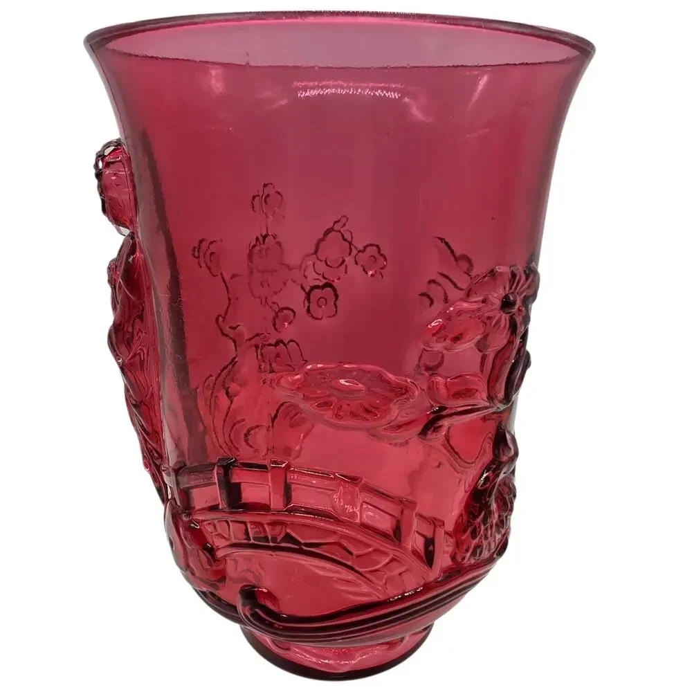 VINTAGE FENTON CRANBERRY EMPRESS VASE 7 1/2